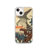 'Hawk And Nestlings In A Pine Tree' (Combined Diptych) by Kuniyoshi, ca. 1840s - iPhone Case