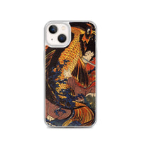 'Saito Oniwakamaru Wrestling A Giant Carp' by Kuniyoshi, ca. 1838 - iPhone Case