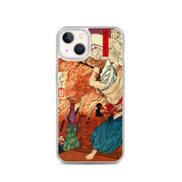 'Oda Nobunaga in Flames at Honno-ji Temple' by Yoshitoshi, 1876 - iPhone Case