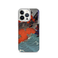 'Taira no Noritsune Duels Minamoto no Yoshitsune' by Yoshitoshi, 1886 - iPhone Case