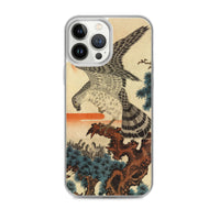 'Hawk And Nestlings In A Pine Tree' (Combined Diptych) by Kuniyoshi, ca. 1840s - iPhone Case