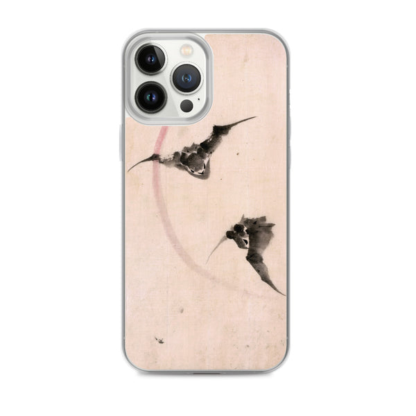 'Bats Against A Crescent Moon' by Hokusai, ca. 1830s - iPhone Case