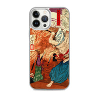 'Oda Nobunaga in Flames at Honno-ji Temple' by Yoshitoshi, 1876 - iPhone Case