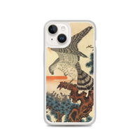 'Hawk And Nestlings In A Pine Tree' (Combined Diptych) by Kuniyoshi, ca. 1840s - iPhone Case