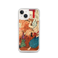 'Oda Nobunaga in Flames at Honno-ji Temple' by Yoshitoshi, 1876 - iPhone Case