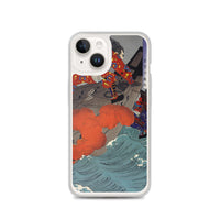 'Taira no Noritsune Duels Minamoto no Yoshitsune' by Yoshitoshi, 1886 - iPhone Case