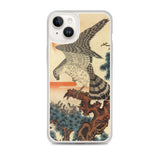 'Hawk And Nestlings In A Pine Tree' (Combined Diptych) by Kuniyoshi, ca. 1840s - iPhone Case