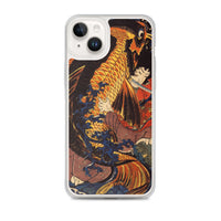 'Saito Oniwakamaru Wrestling A Giant Carp' by Kuniyoshi, ca. 1838 - iPhone Case