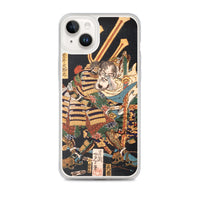 'Musashibo Benkei Fighting Nenoi Oyata' by Yoshitoshi, 1865 - iPhone Case