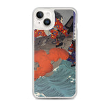 'Taira no Noritsune Duels Minamoto no Yoshitsune' by Yoshitoshi, 1886 - iPhone Case