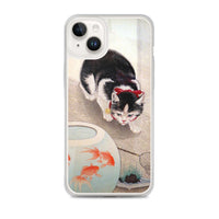 'Cat And Goldfish' by Ohara Koson, 1931 iPhone Case