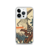 'Hawk And Nestlings In A Pine Tree' (Combined Diptych) by Kuniyoshi, ca. 1840s - iPhone Case