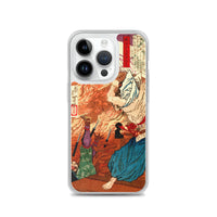 'Oda Nobunaga in Flames at Honno-ji Temple' by Yoshitoshi, 1876 - iPhone Case