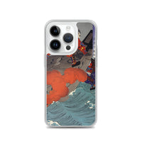 'Taira no Noritsune Duels Minamoto no Yoshitsune' by Yoshitoshi, 1886 - iPhone Case