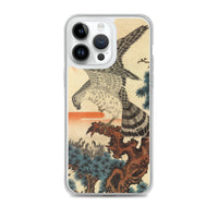 'Hawk And Nestlings In A Pine Tree' (Combined Diptych) by Kuniyoshi, ca. 1840s - iPhone Case