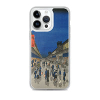 'Night View of Saruwaka Town' by Hiroshige, 1856 - iPhone Case