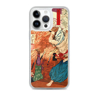 'Oda Nobunaga in Flames at Honno-ji Temple' by Yoshitoshi, 1876 - iPhone Case