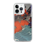 'Taira no Noritsune Duels Minamoto no Yoshitsune' by Yoshitoshi, 1886 - iPhone Case