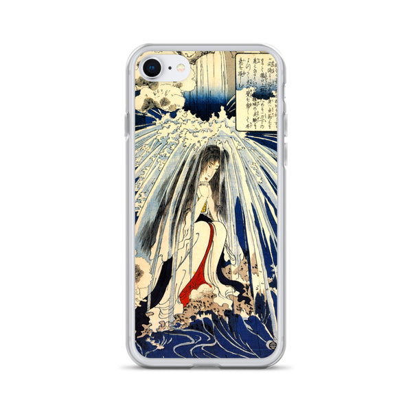 'Hatsuhana Meditating Under The Waterfall', by Kuniyoshi ca. 1842 - iPhone Case