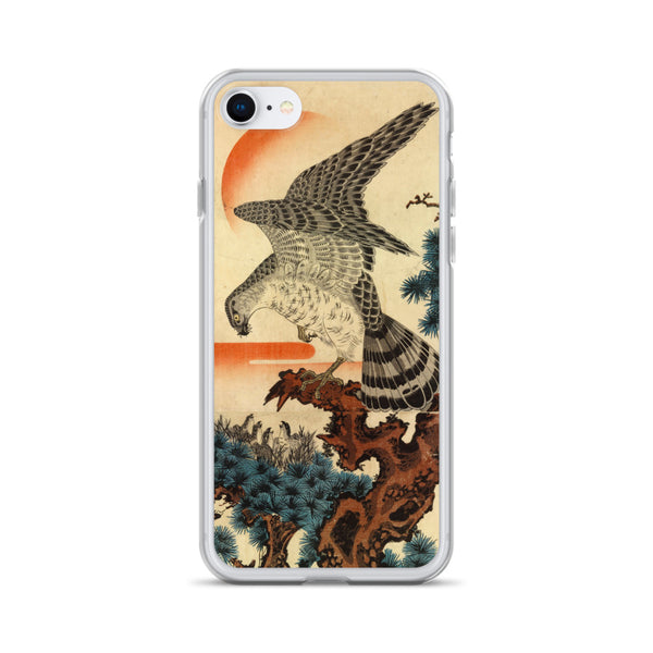 'Hawk And Nestlings In A Pine Tree' (Combined Diptych) by Kuniyoshi, ca. 1840s - iPhone Case