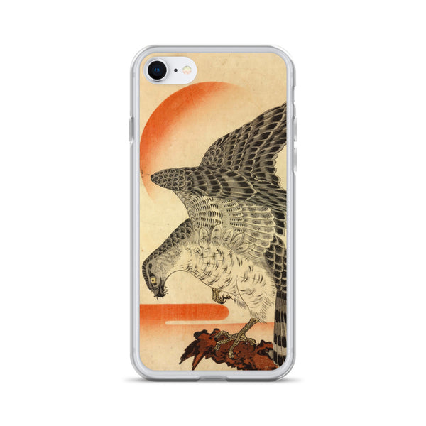 'Hawk And Nestlings In A Pine Tree' (Top Half) by Kuniyoshi, ca. 1840s - iPhone Case