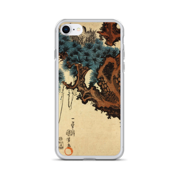 'Hawk And Nestlings In A Pine Tree' (Bottom Half) by Kuniyoshi, ca. 1840s - iPhone Cases