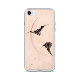 'Bats Against A Crescent Moon' by Hokusai, ca. 1830s - iPhone Case