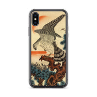 'Hawk And Nestlings In A Pine Tree' (Combined Diptych) by Kuniyoshi, ca. 1840s - iPhone Case