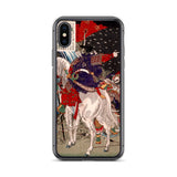 'Sakanoue Tamuramaro in a Rain of Arrows' by Yoshitoshi, 1876 - iPhone Case