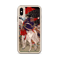 'Sakanoue Tamuramaro in a Rain of Arrows' by Yoshitoshi, 1876 - iPhone Case