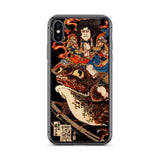 'Tenjiku Tokubei Riding His Fire Toad' by Kuniyoshi, ca. 1828 - iPhone Case