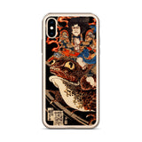 'Tenjiku Tokubei Riding His Fire Toad' by Kuniyoshi, ca. 1828 - iPhone Case