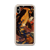 'Saito Oniwakamaru Wrestling A Giant Carp' by Kuniyoshi, ca. 1838 - iPhone Case