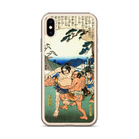 'Sumo At A Hunting Party' by Hiroshige, ca. 1845 - iPhone Case