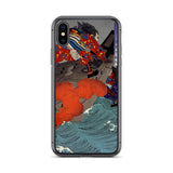 'Taira no Noritsune Duels Minamoto no Yoshitsune' by Yoshitoshi, 1886 - iPhone Case