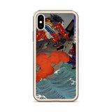 'Taira no Noritsune Duels Minamoto no Yoshitsune' by Yoshitoshi, 1886 - iPhone Case