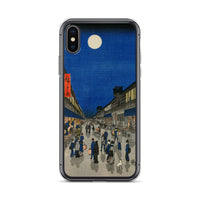 'Night View of Saruwaka Town' by Hiroshige, 1856 - iPhone Case