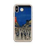 'Night View of Saruwaka Town' by Hiroshige, 1856 - iPhone Case