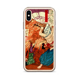 'Oda Nobunaga in Flames at Honno-ji Temple' by Yoshitoshi, 1876 - iPhone Case