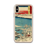 'Musashi: The Sumida River, Morning After Snow' by Hiroshige, 1853 - iPhone Case