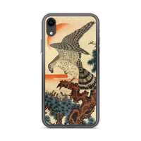 'Hawk And Nestlings In A Pine Tree' (Combined Diptych) by Kuniyoshi, ca. 1840s - iPhone Case