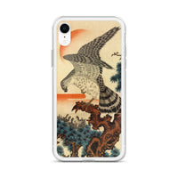 'Hawk And Nestlings In A Pine Tree' (Combined Diptych) by Kuniyoshi, ca. 1840s - iPhone Case