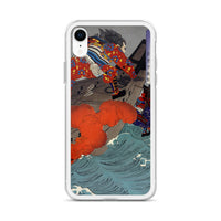 'Taira no Noritsune Duels Minamoto no Yoshitsune' by Yoshitoshi, 1886 - iPhone Case