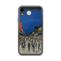 'Night View of Saruwaka Town' by Hiroshige, 1856 - iPhone Case