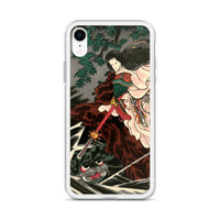 'Princess Kamigashi Attacking An Earth Spider' by Kuniyoshi, 1855 - iPhone Case