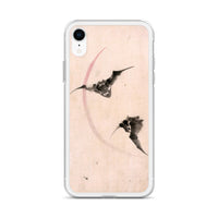 'Bats Against A Crescent Moon' by Hokusai, ca. 1830s - iPhone Case