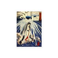 'Hatsuhana Meditating Under The Waterfall', by Kuniyoshi ca. 1842 - Sticker