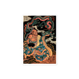 'The Sage Nagasaina Sonja Summoning A Dragon From A Bowl' by Kuniyoshi, 1836 - Sticker