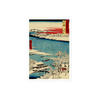 'Musashi: The Sumida River, Morning After Snow' by Hiroshige, 1853 - Sticker