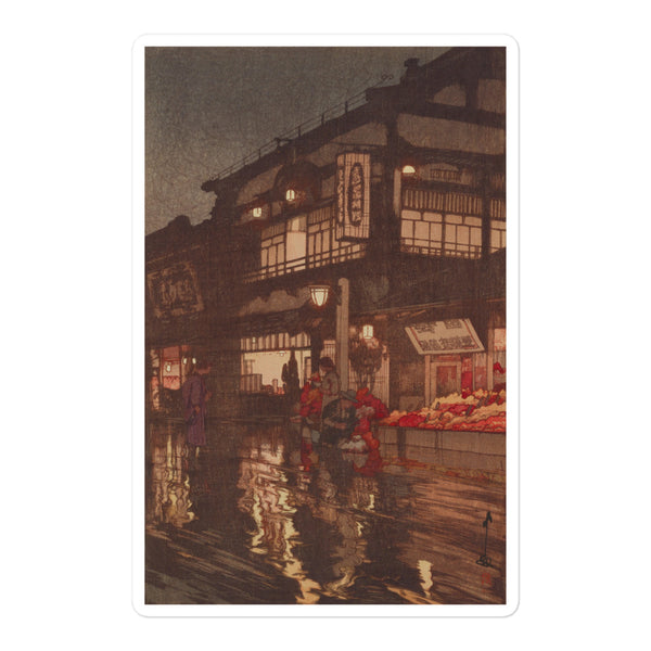 'Kagurazaka Street After A Night Rain' by Yoshida Hiroshi, 1929 - Sticker